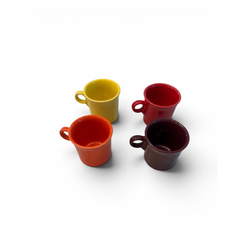 Fiesta Coffee Cup Set of 4 Ceramic Mugs 3.5 Inch Yellow Red Orange Purple
